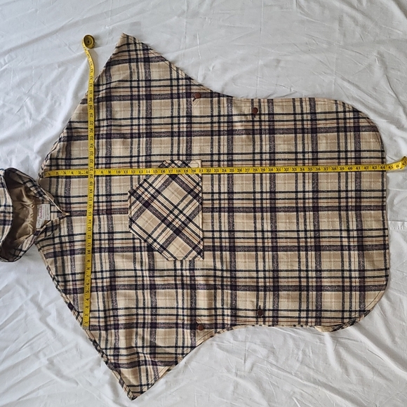 Pendleton plaid cape with hood 100% Virgin wool tan, navy brown - Picture 5 of 9